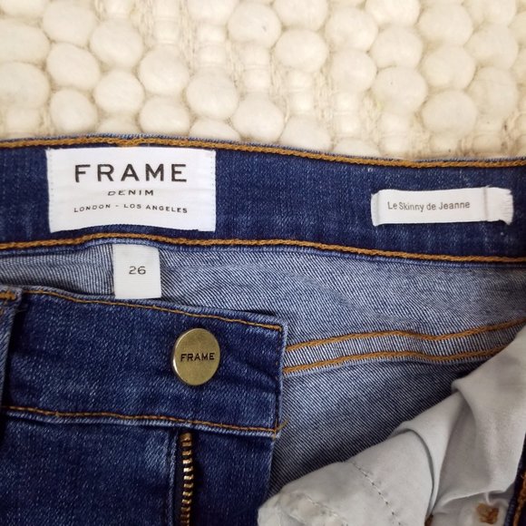 Frame Le Skinny De Jeanne Triangle Hem Jeans In Seabright Exclusive Sz 26 - Picture 6 of 10